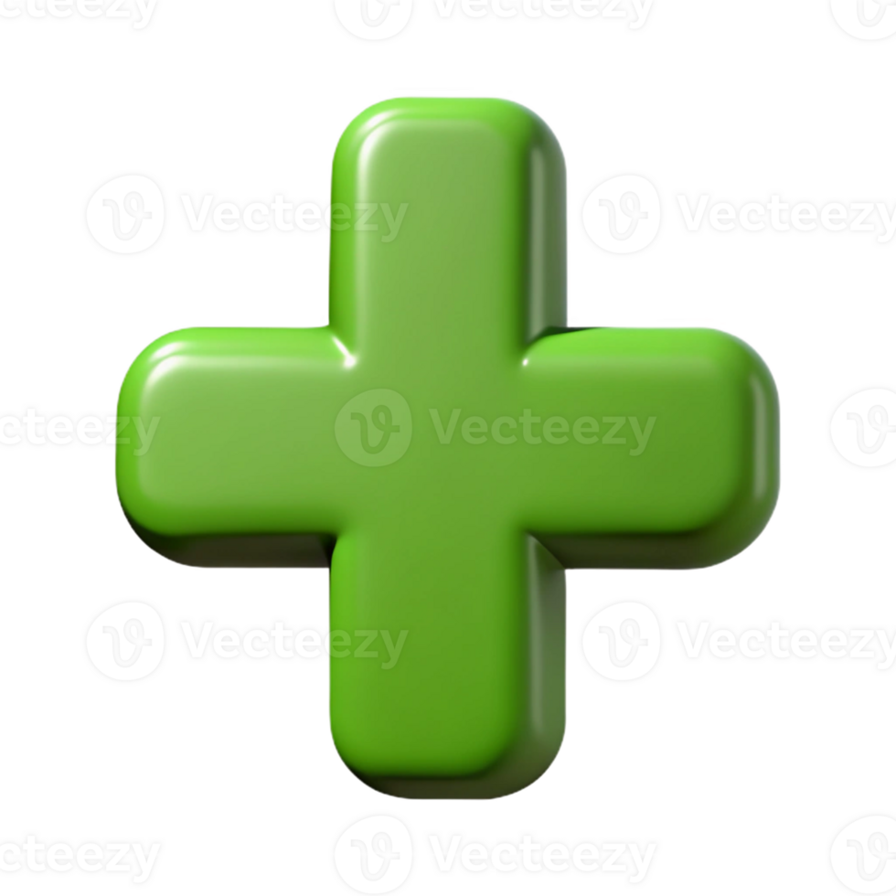 picturesque ethereal gothic Plus sign character with rounded corners, flat green, single-weight stroke with Scalable Design. perfect clarity png