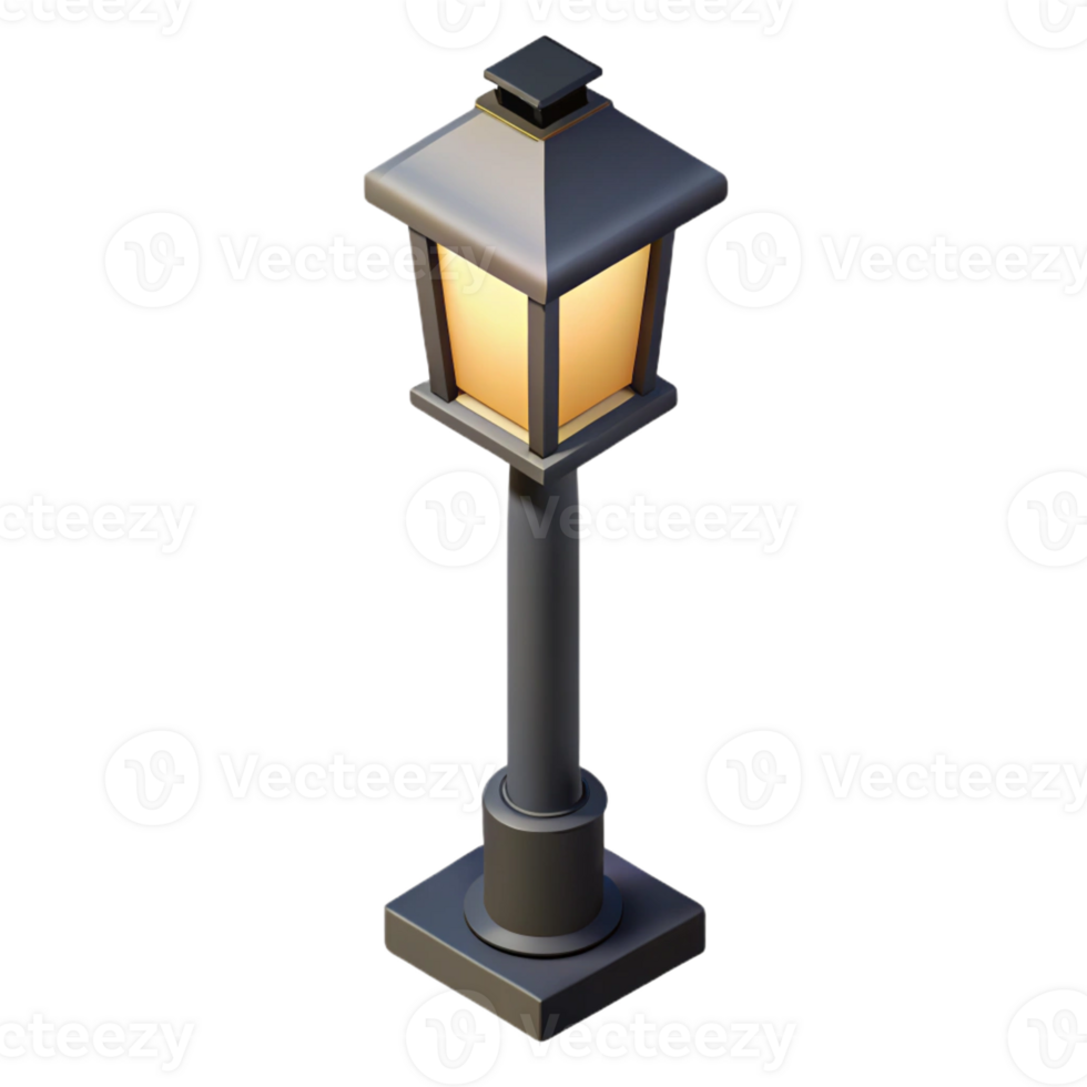 impressive passionate artistic Minimal isometric streetlight with crisp edges and a black pole with Scalable Design. premium png