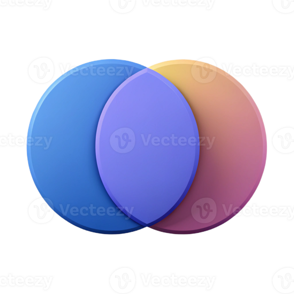 timeless organic Venn diagram with two overlapping circles, flat color, single-weight stroke with Scalable Design. exclusive png