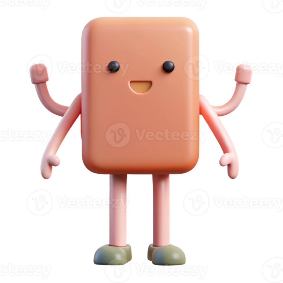 hypnotic coastal Upright rectangle character with thin arms and legs. Clean lines, flat color, with Scalable Design. gallery standard png