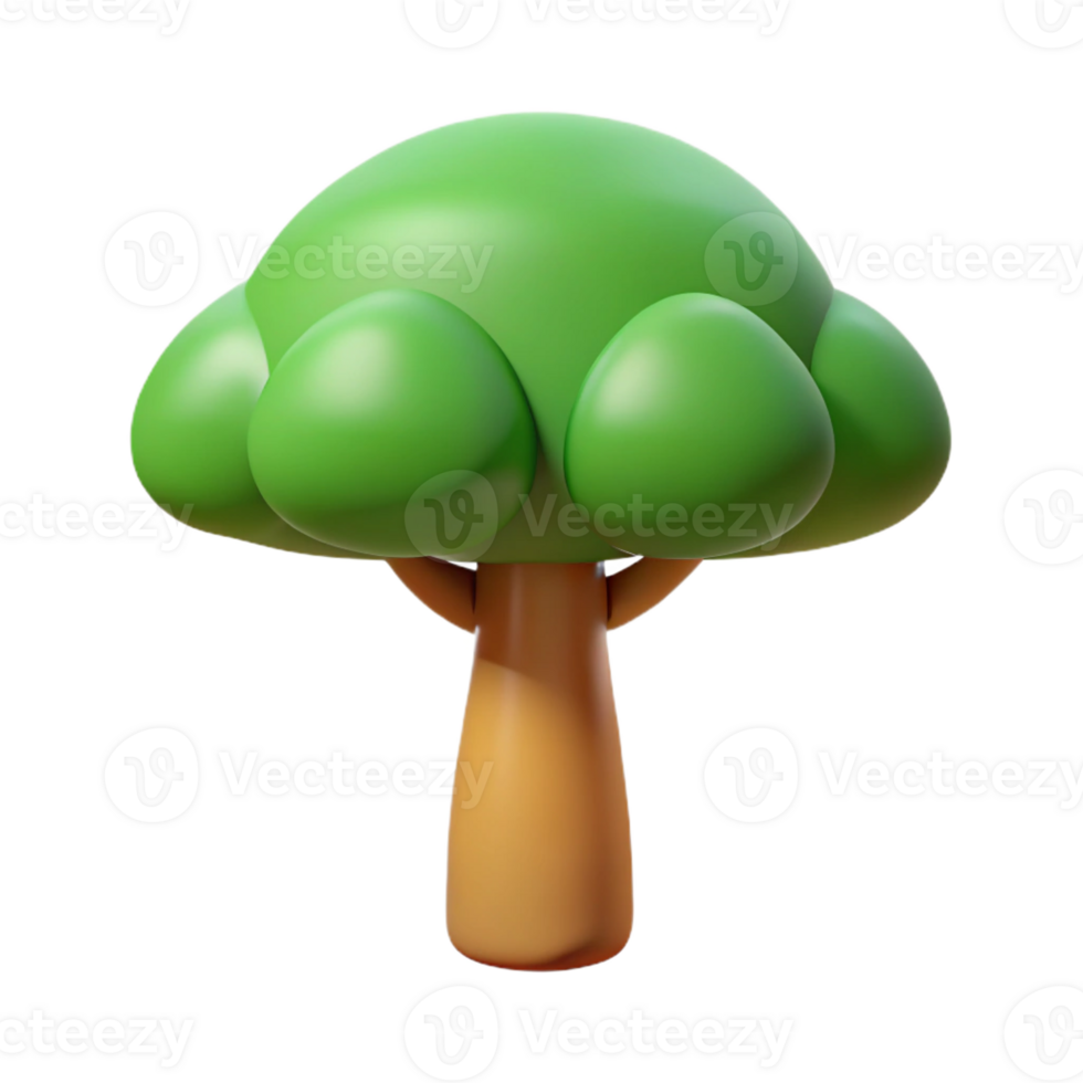 pristine whimsical rustic A simple, stylized tree character with a circular canopy. Flat color, with Scalable Design. sharp png