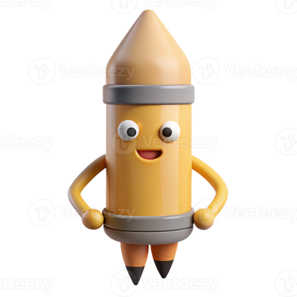 picturesque futuristic Pencil character with a pointed tip. Single-weight stroke, minimal design with Scalable Design. fine detail png