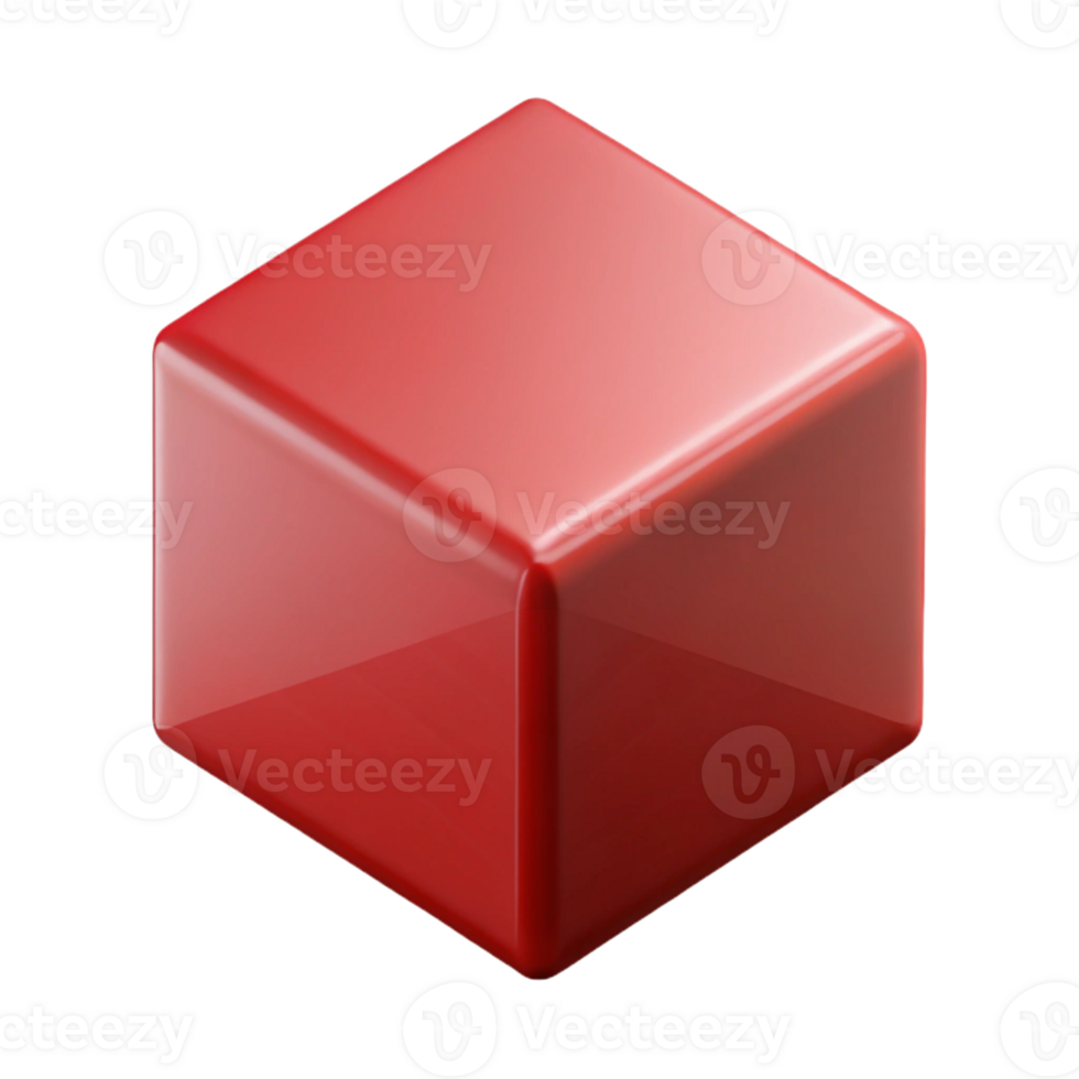 tranquil splendid Geometric cube with crisp edges and flat red color. Minimal with Scalable Design. elite png