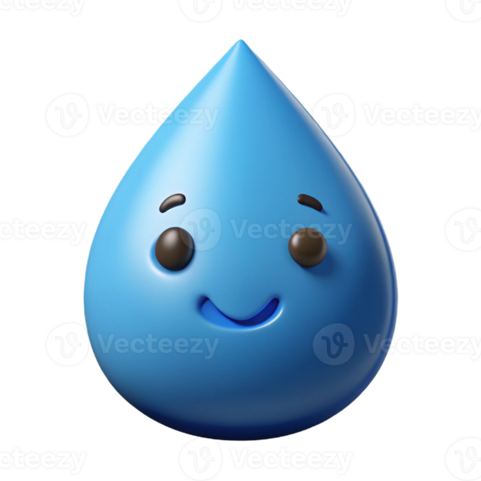 sought-after geometric Teardrop-shaped raindrop character with a smiling face. Clean lines, scalable, flat color with Scalable Design. sharp png
