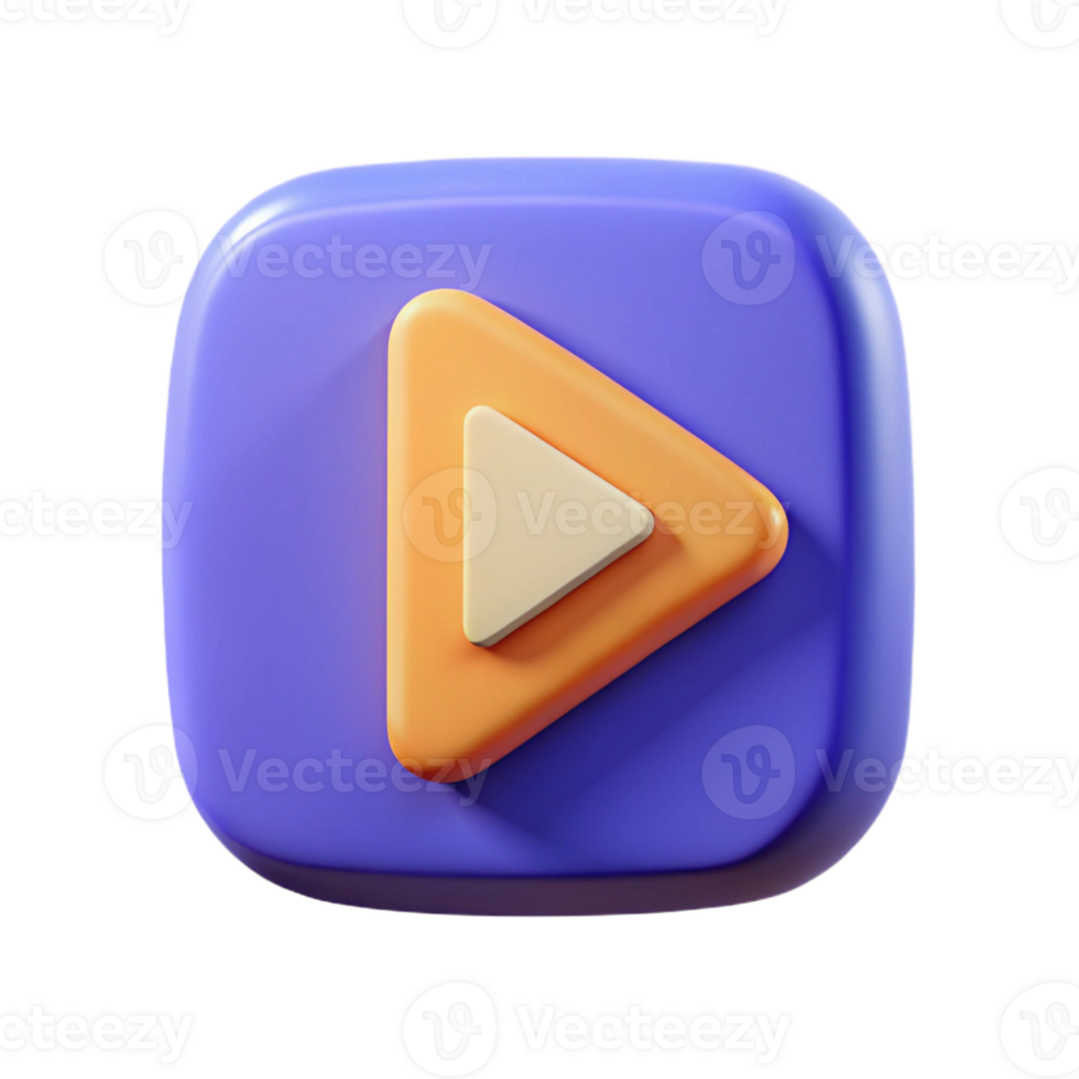 gorgeous reflective traditional Play button. Flat color, clean lines, symmetrical with Scalable Design. ultra HD png