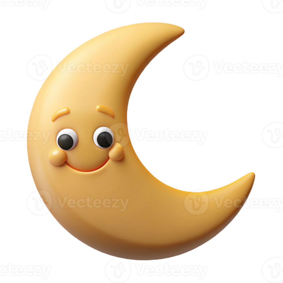 impressive playful baroque Smiling crescent moon character with pointed tips. Clean lines, flat color, crisp edges with Scalable Design. precision png