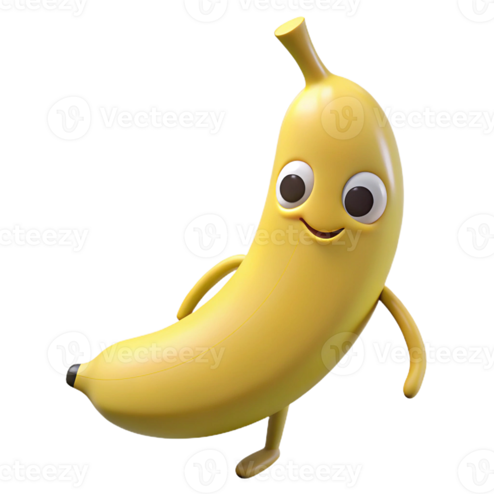 magnífico distinto banana personagem com uma curvado forma. fresco arestas, mínimo projeto, plano cor com escalável Projeto. png