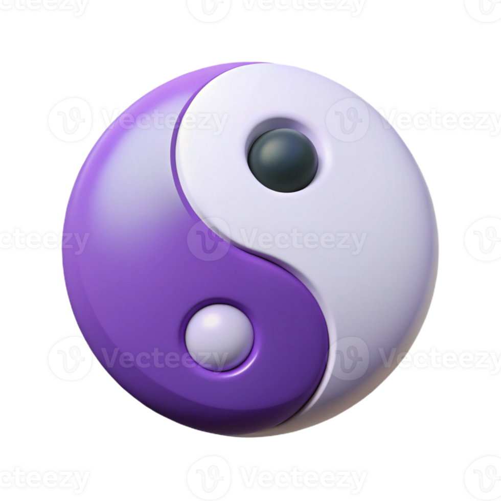 vibrant energetic renaissance Symmetrical Yin Yang symbol with sharp edges. Minimal, flat color with Scalable Design. detailed png