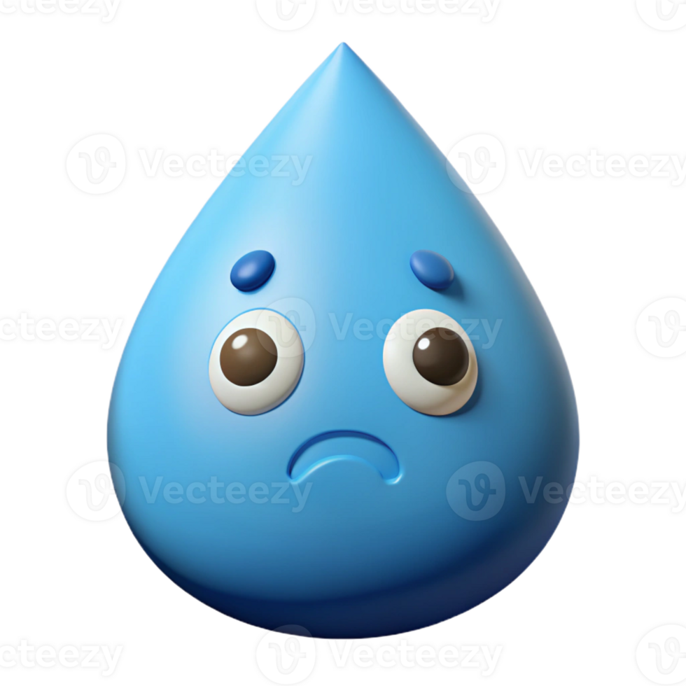 joyful spectacular Teardrop character with a sad expression. Crisp edges, flat color with Scalable Design. perfect clarity png