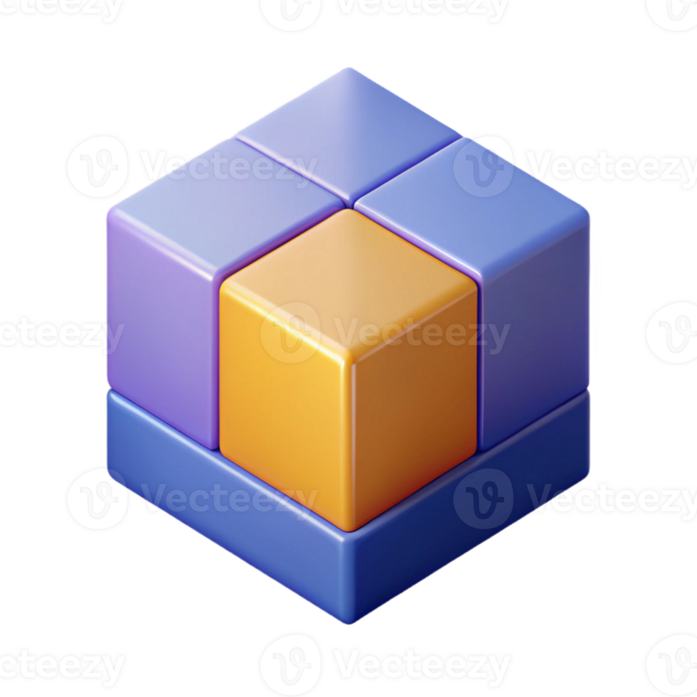 pristine art deco Cube character with a single, circular dot on each face. Symmetrical, flat color, with Scalable Design. precision png