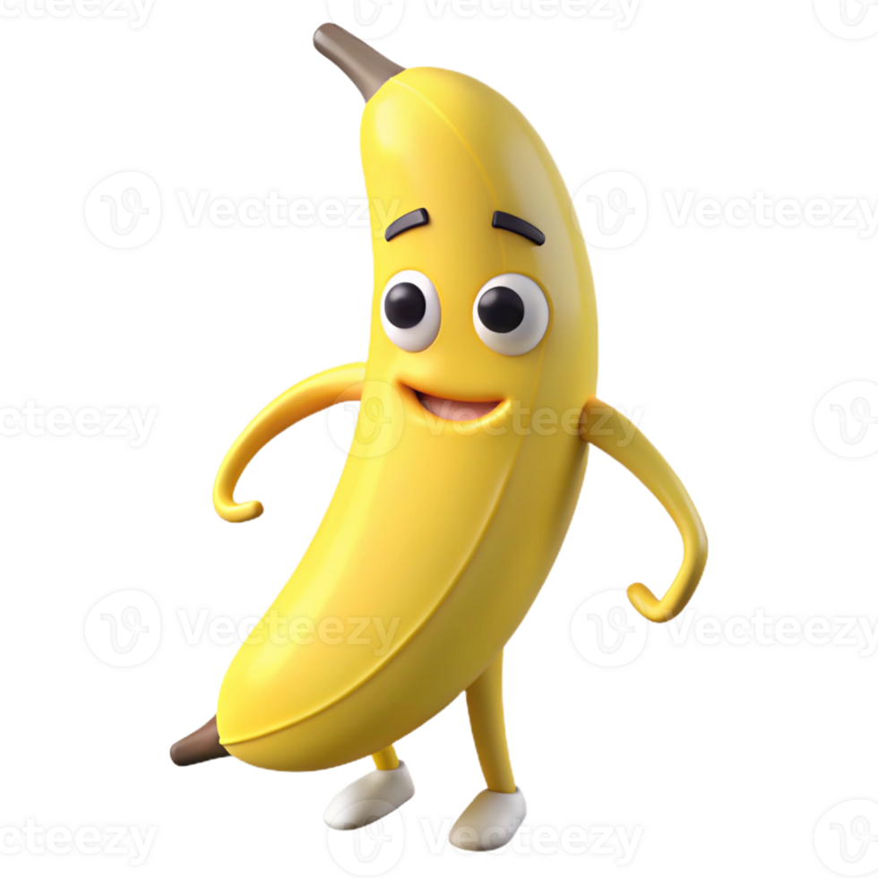 sought-after bohemian Banana character with a peel, flat yellow, with Scalable Design. perfect clarity png