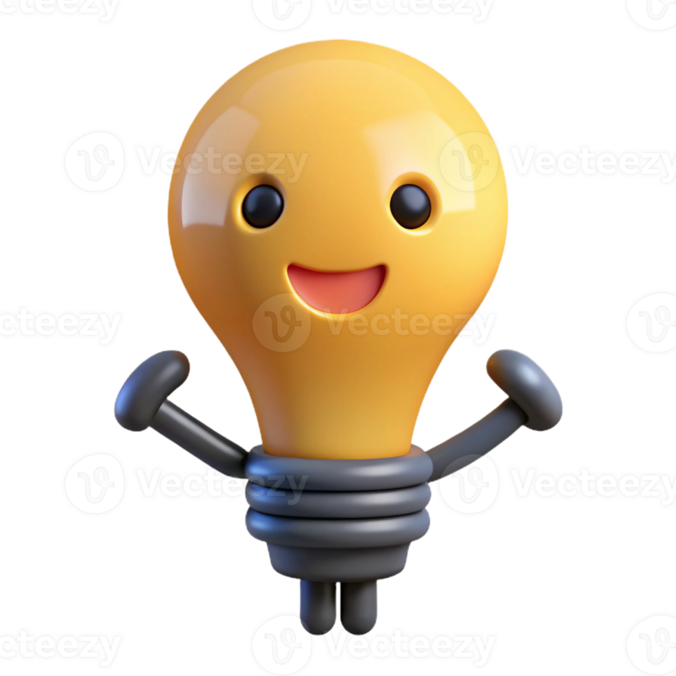 nostalgic exquisite Lightbulb character with a simple filament. Crisp edges, with Scalable Design. 4K png