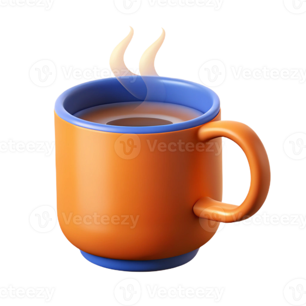 dramatic immaculate A flat color coffee mug with steam. Clean lines, single-weight stroke with Scalable Design. expertly shot png