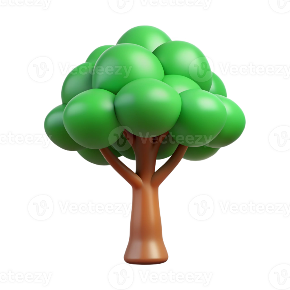 pristine whimsical surreal Single-weight stroke tree with flat green leaves. Crisp edges with Scalable Design. authentic png