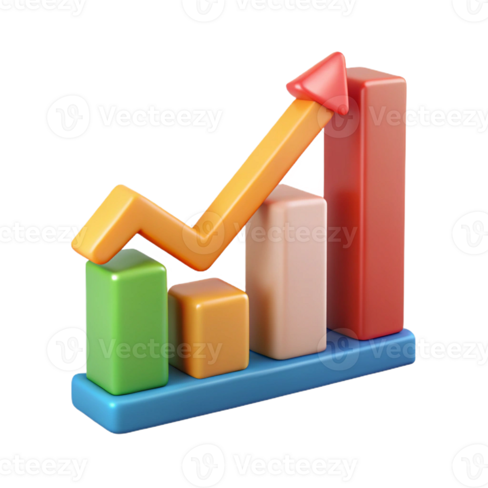 inspired baroque An upward trending graph with three data points, flat color. Crisp edges, with Scalable Design. fine detail png