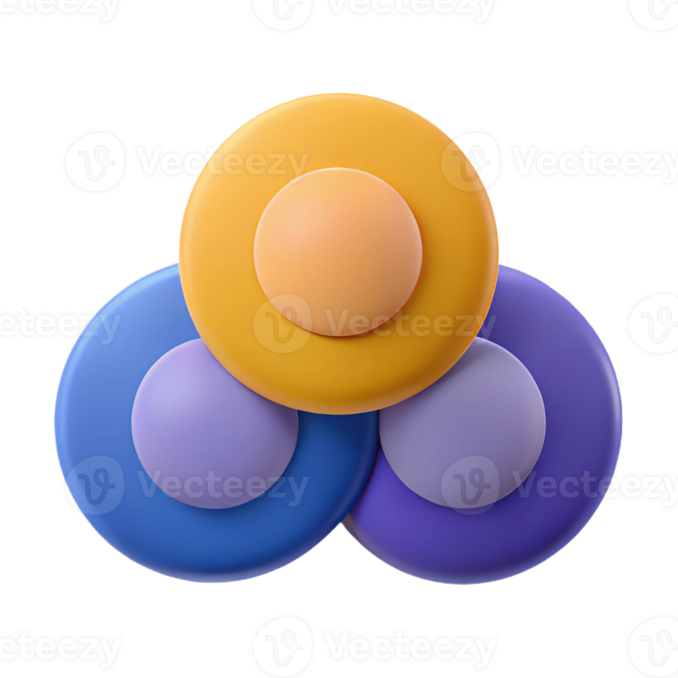 tranquil immaculate Symmetrical arrangement of three circles. Minimal design, flat color with Scalable Design. studio quality png