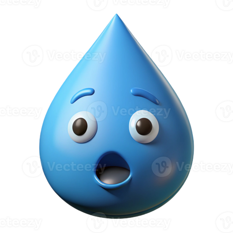 impressive baroque Raindrop character with a surprised expression. Crisp edges, single-weight stroke with Scalable Design. premium png
