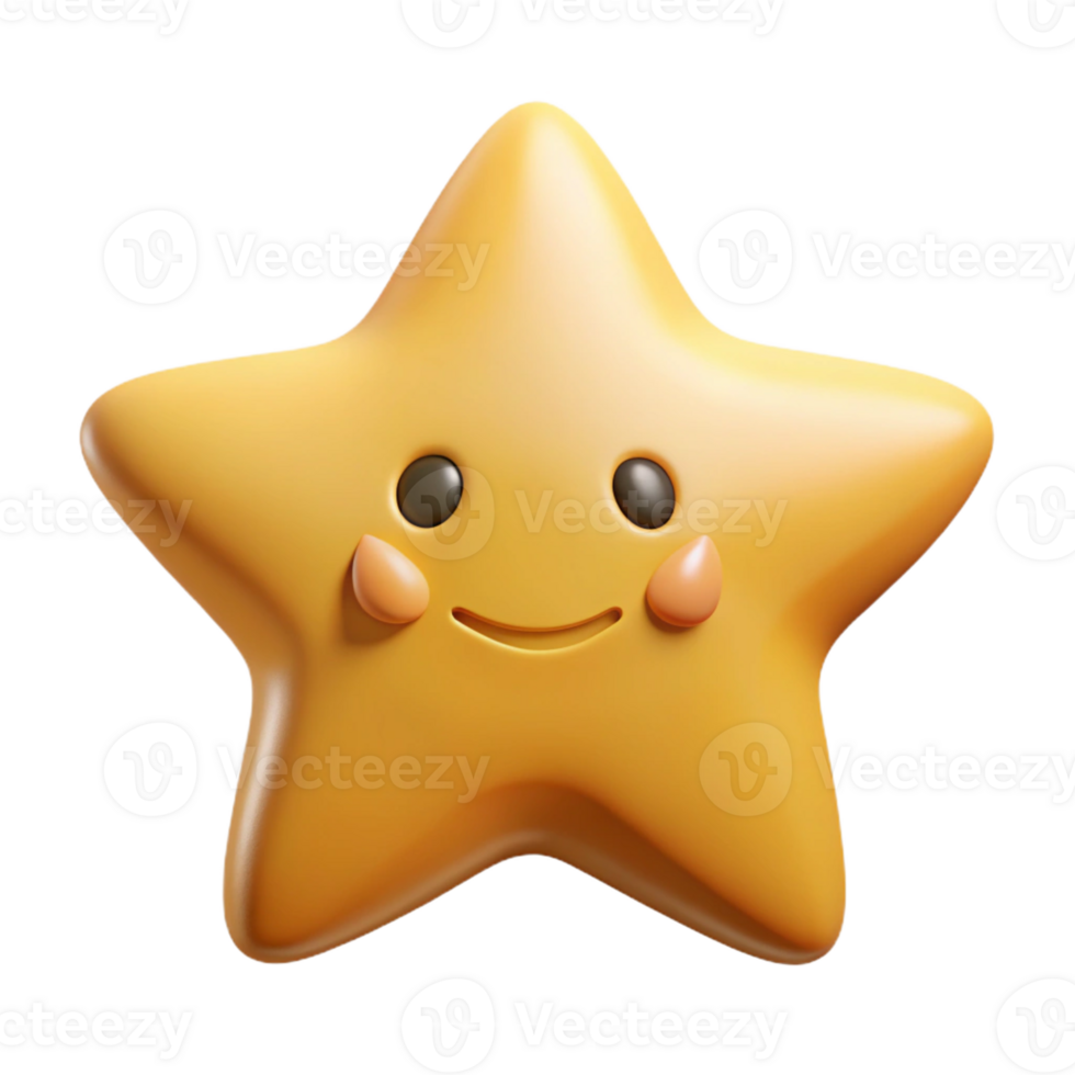 whimsical radiant Five-pointed star character, smiling face, flat gold, minimal design with Scalable Design. premium png