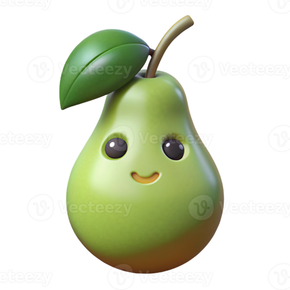 serene exemplary Pear character with a stem and leaf. Crisp edges, minimal design, flat color with Scalable Design. png