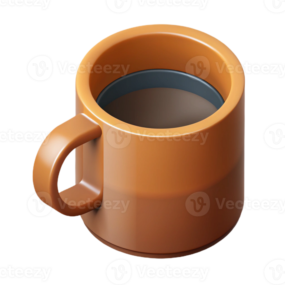 distinctive modern Isometric coffee mug. Flat color, symmetrical, with Scalable Design. exclusive png