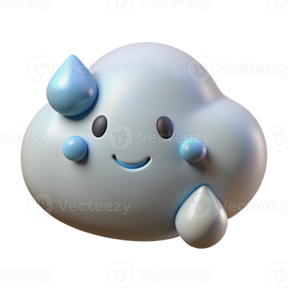 impressive celebrated Circular cloud with smiling face and raindrops. Minimal design, scalable, crisp edges with Scalable Design. png
