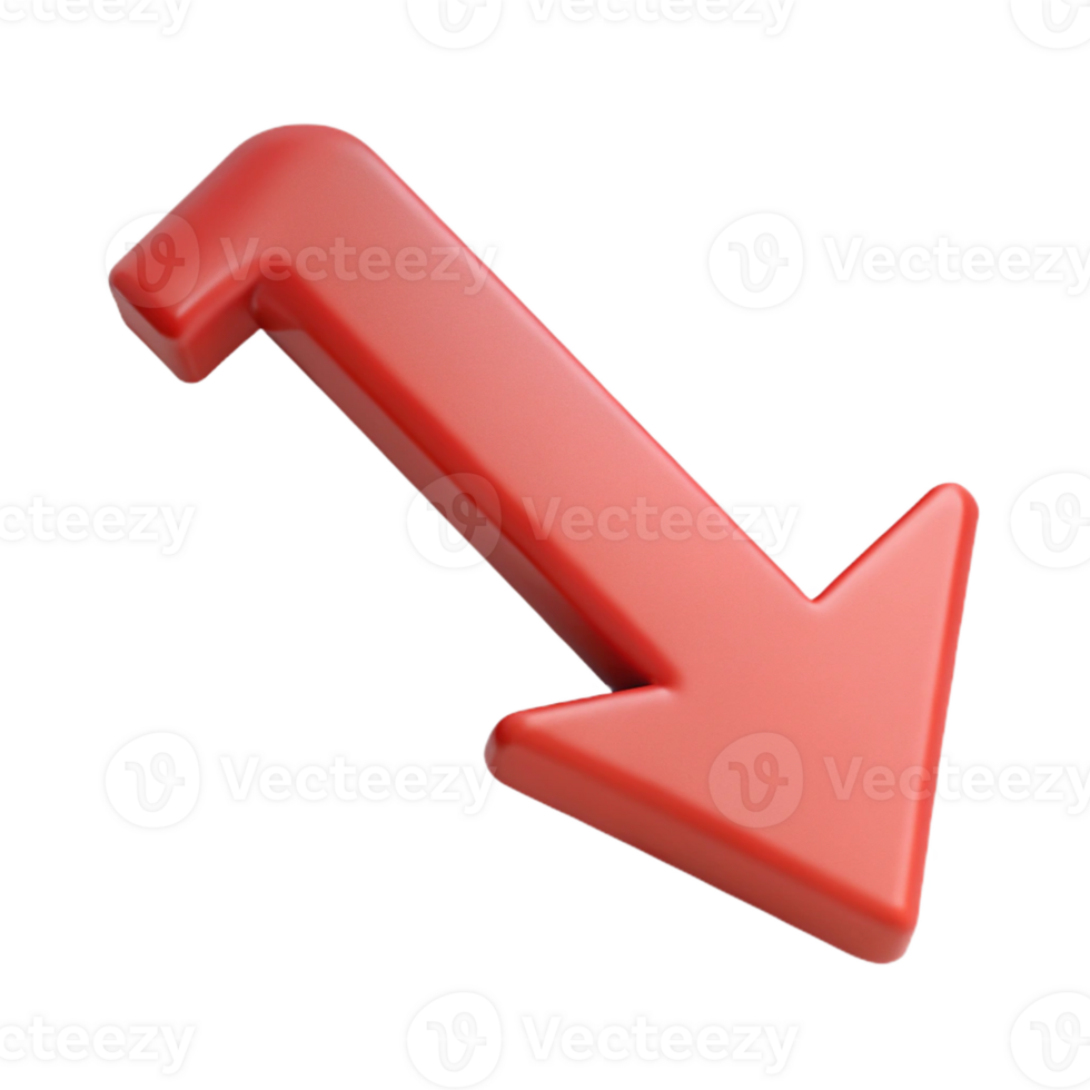 notable surreal Downward pointing arrow symbolizing decline. Clean lines, flat color, single-weight stroke with Scalable Design. gallery standard png