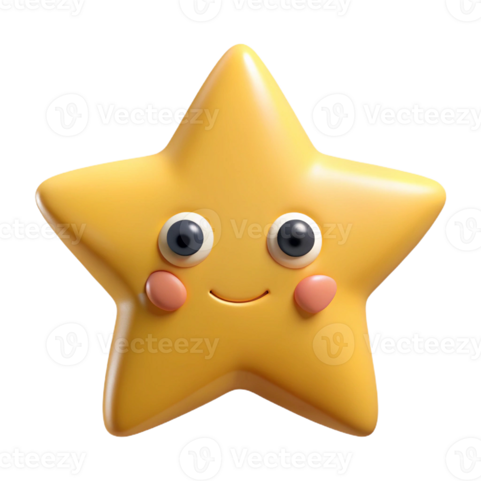 dramatic unforgettable Five-pointed star character with a friendly face. Clean lines, scalable design, flat color with Scalable Design. png