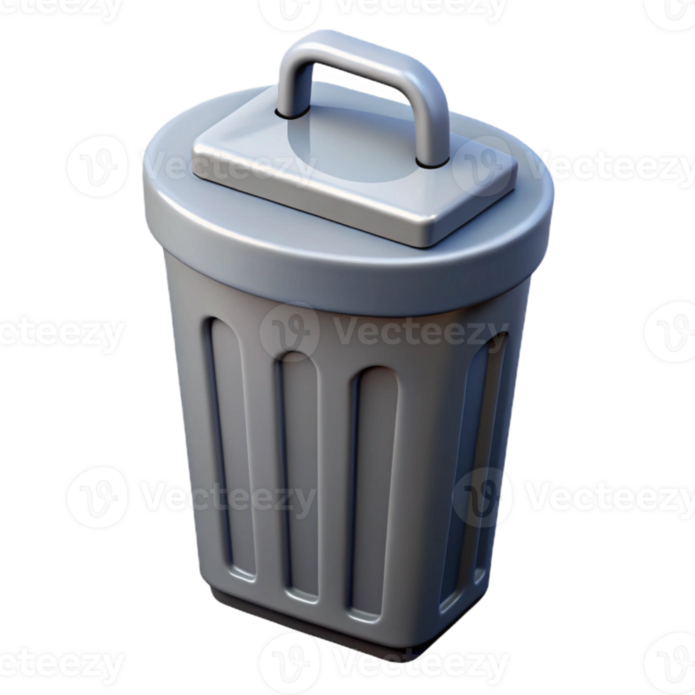 remarkable modern Flat color isometric trash can with clean lines and a gray color with Scalable Design. high resolution png