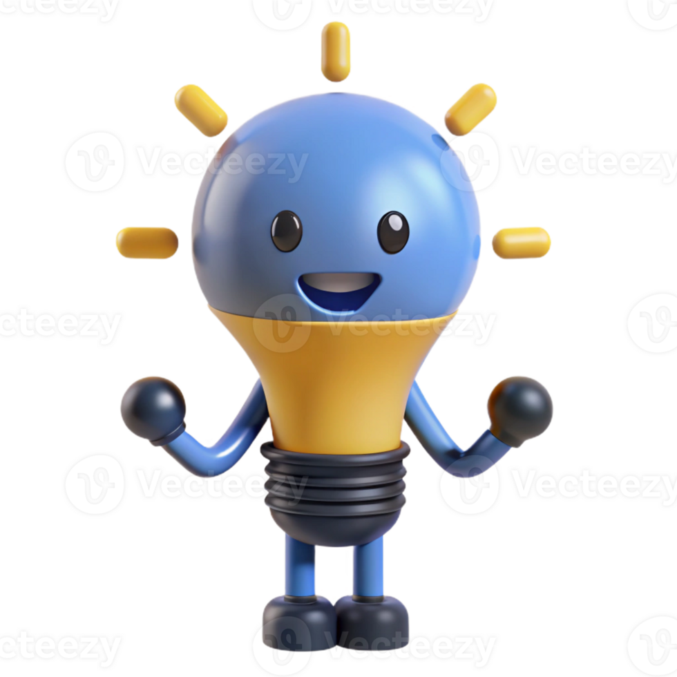 pitoresco gótico lâmpada personagem com brilhando filamento. limpar \ limpo linhas, simétrico, plano cor com escalável Projeto. fresco png