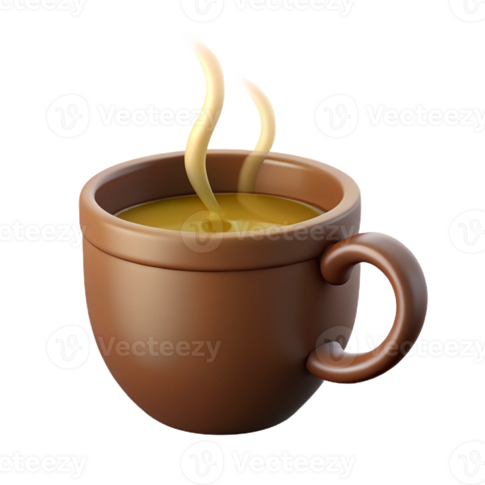 intense striking Coffee cup with steam. Minimal, single-weight stroke, with Scalable Design. museum quality png