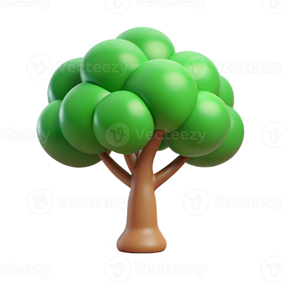 gorgeous contemporary Stylized tree, green trunk, circular leaves. Clean lines, minimal with Scalable Design. top-tier png