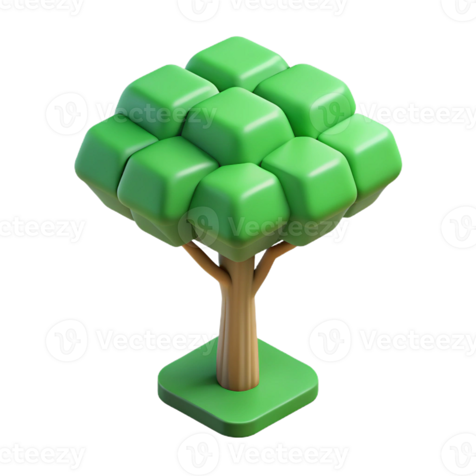 romantic striking Minimal isometric tree with single-weight stroke and green leaves with Scalable Design. elite png