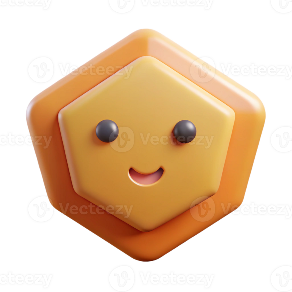 majestoso tranquilo tradicional hexagonal personagem com uma pequeno, triangular nariz. limpar \ limpo linhas, fresco arestas, plano cor com escalável Projeto. afiado png