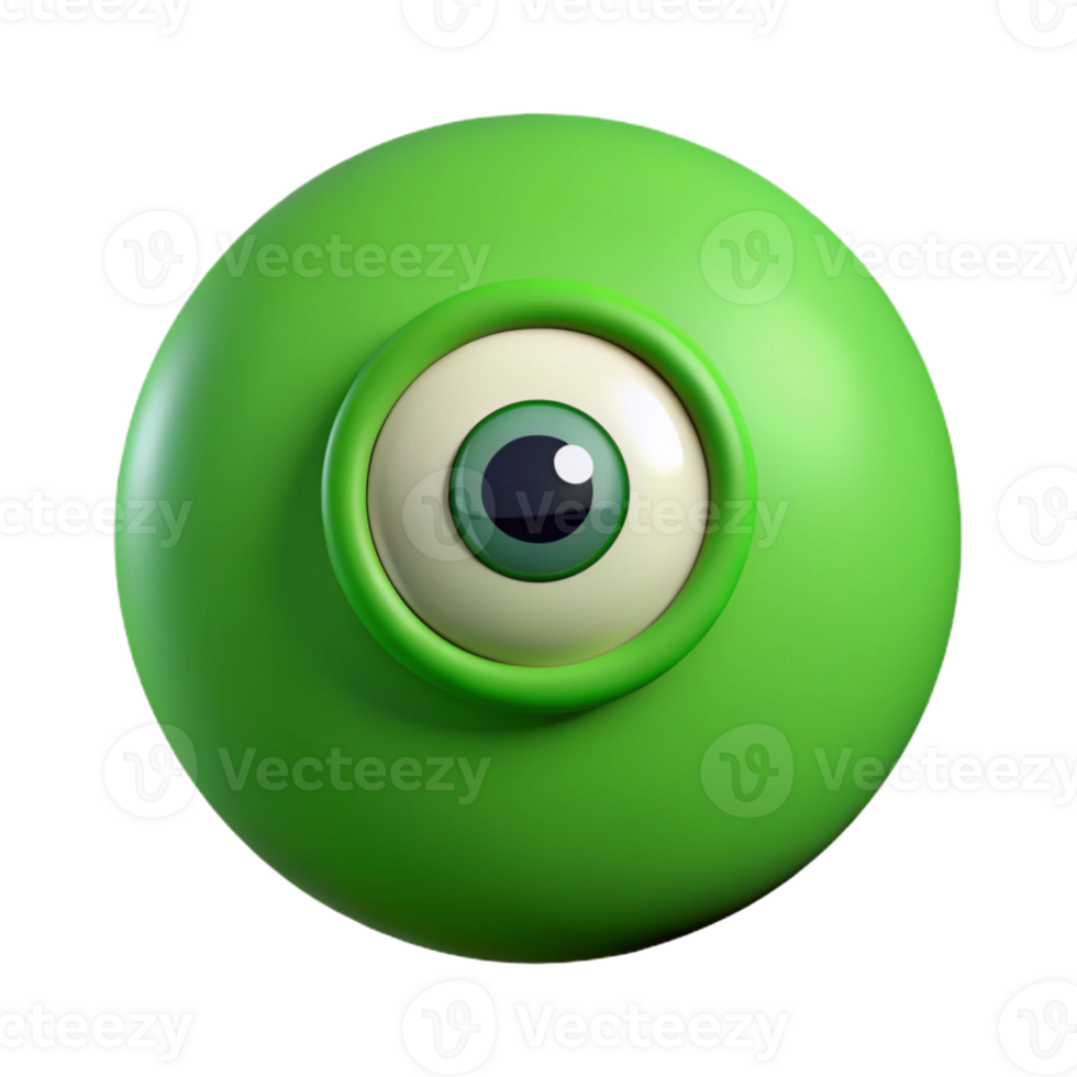 memorable geometric Circular character with a single, large eye, flat green, minimal details with Scalable Design. handcrafted png