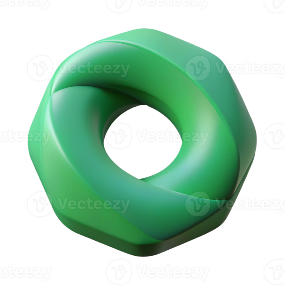 notable contemporary Geometric torus with a single-weight stroke. Green flat color, clean lines. with Scalable Design. flawless png