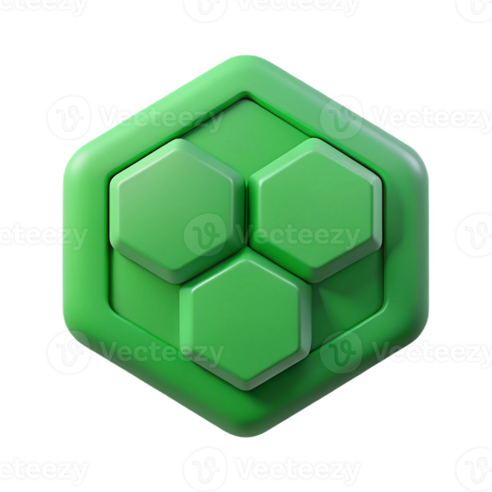 harmonious fascinating Hexagon character with six equal sides. Minimal design, flat green color with Scalable Design. crisp png