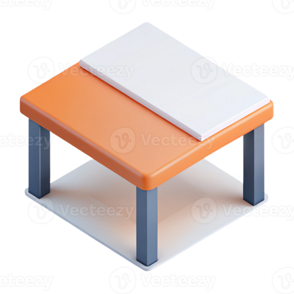 tranquil extraordinary Flat color isometric table with clean lines and a white surface with Scalable Design. detailed png