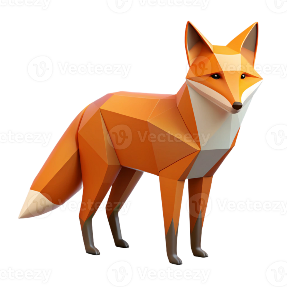 gorgeous distinctive Minimal geometric fox with clean lines and flat orange color with Scalable Design. png