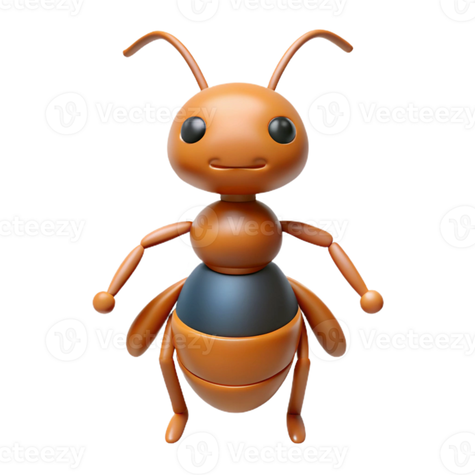 gorgeous remarkable Ant character with segmented body and antennae. Crisp edges, minimal design, flat color with Scalable Design. png