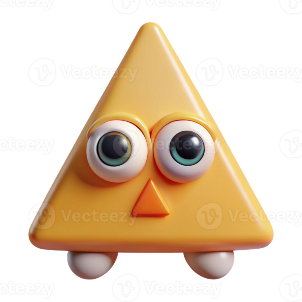 gorgeous memorable Triangular character with two circular eyes. Flat color, crisp edges, symmetrical with Scalable Design. png