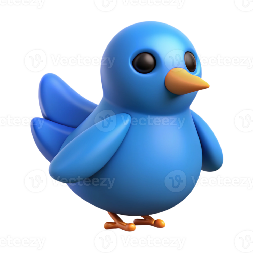 impressive geometric Bird character with a rounded body and pointed wings. Flat blue color, minimal design with Scalable Design. refined png
