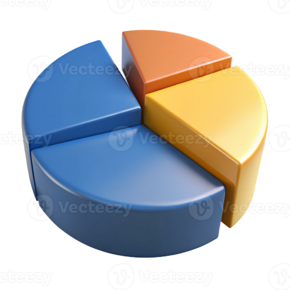 picturesque intense creative Circular pie chart divided into three segments. Crisp edges, flat color with Scalable Design. detailed png