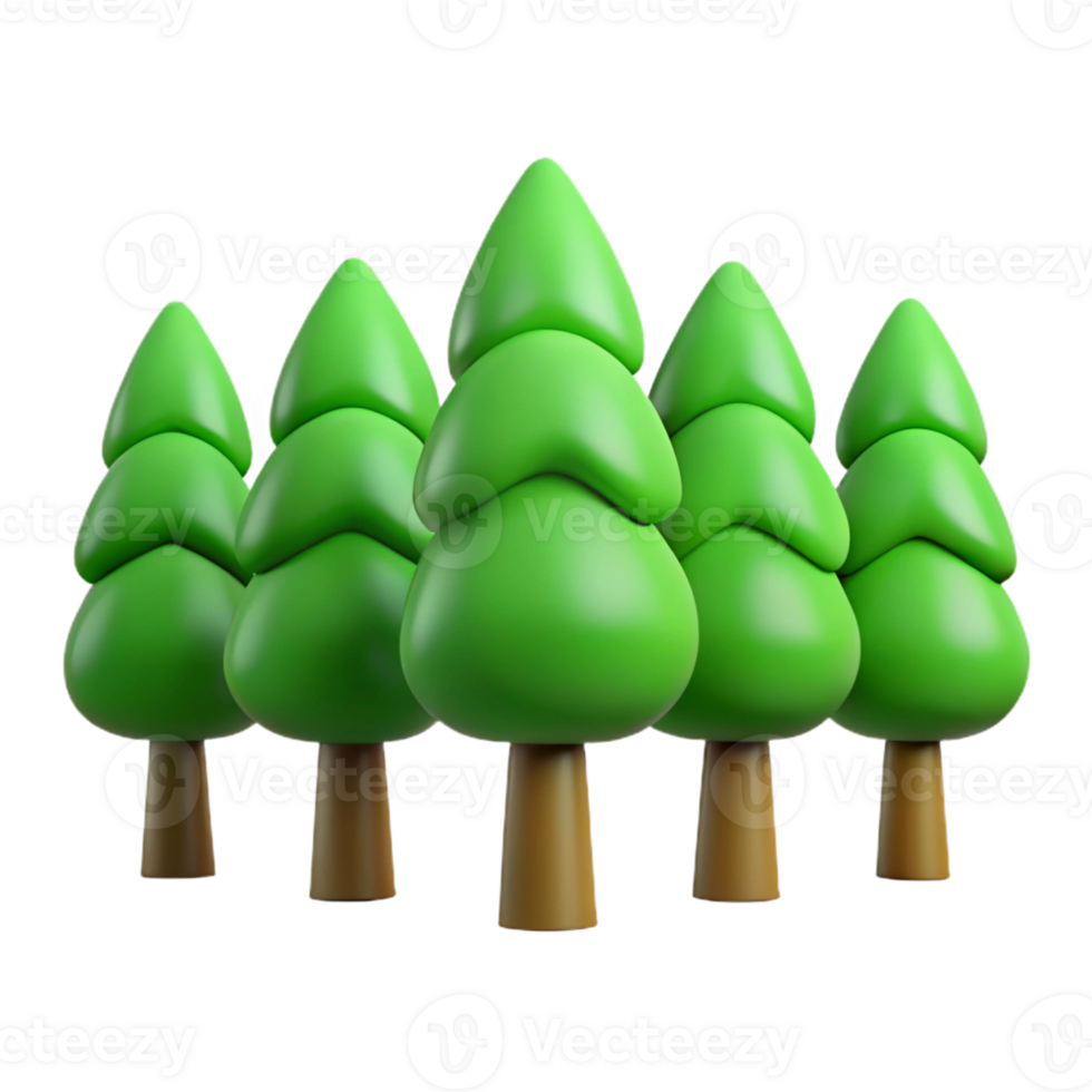 notable tropical Five flat color green trees in a row. Clean lines, crisp edges with Scalable Design. expertly shot png
