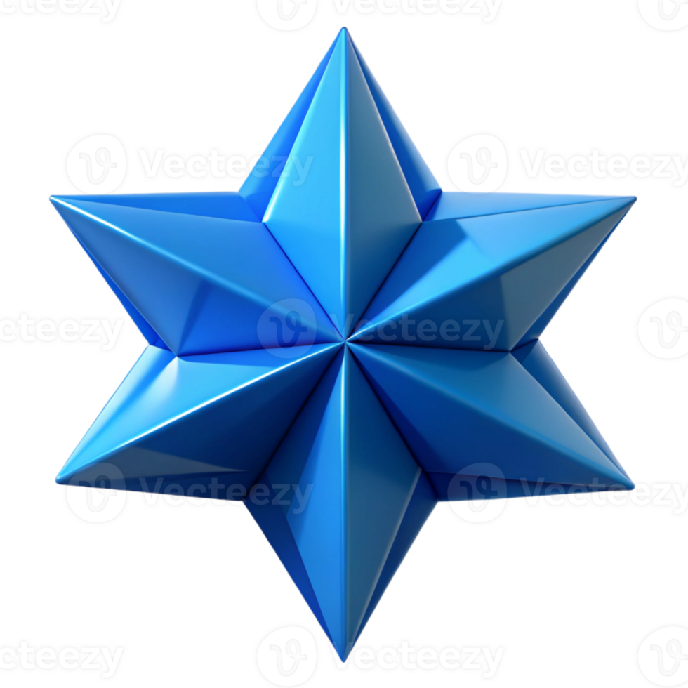 intense spectacular Geometric blue triangles forming a star. Crisp edges, minimal design with Scalable Design. studio quality png