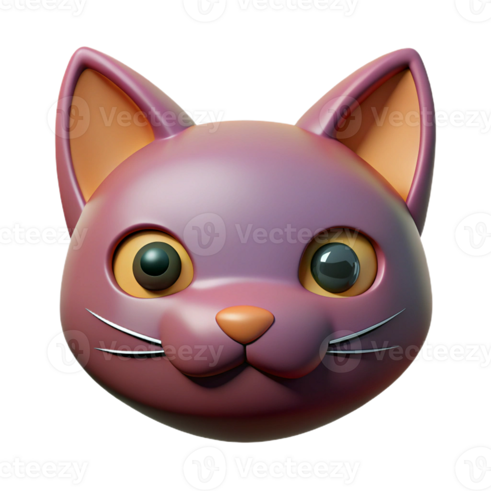 enchanting remarkable Cat face with triangular ears. Crisp edges, flat color, with Scalable Design. png