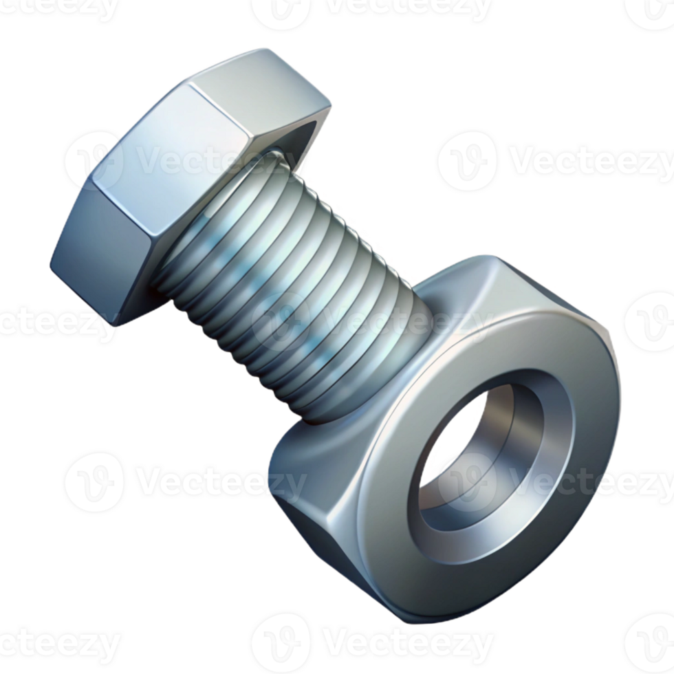 vibrant contemporary Technical drawing of a bolt and nut. Crisp edges, scalable, symmetrical with Scalable Design. museum quality png