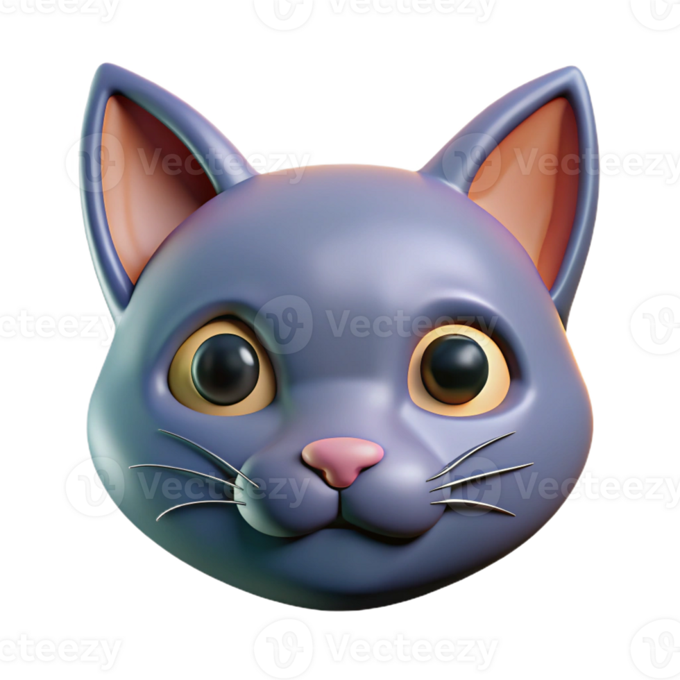 timeless gothic Cat face with triangular ears. Crisp edges, flat color, with Scalable Design. studio quality png