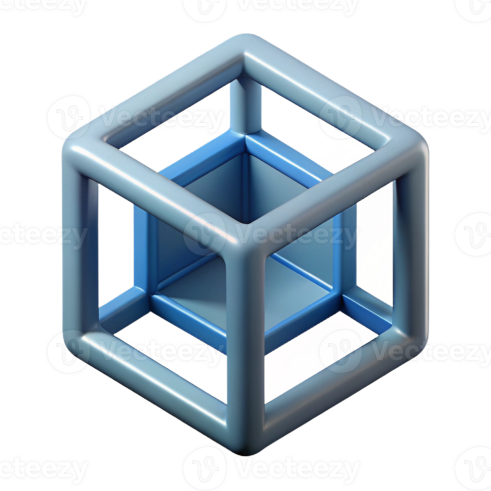 gorgeous distinctive Geometric outline of a cube. Sharp edges, symmetrical design, flat color with Scalable Design. png