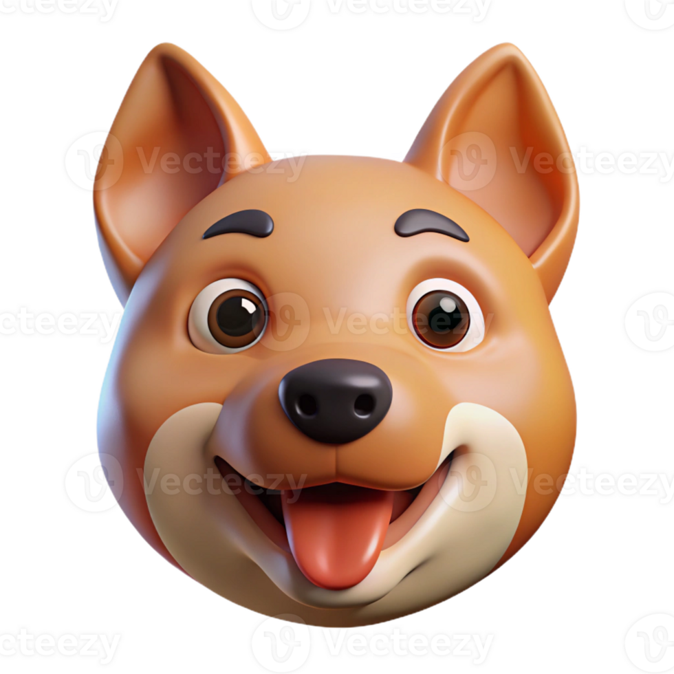 playful extraordinary Dog face with rounded ears, happy expression. Scalable, flat color, single-weight stroke with Scalable Design. ultra HD png