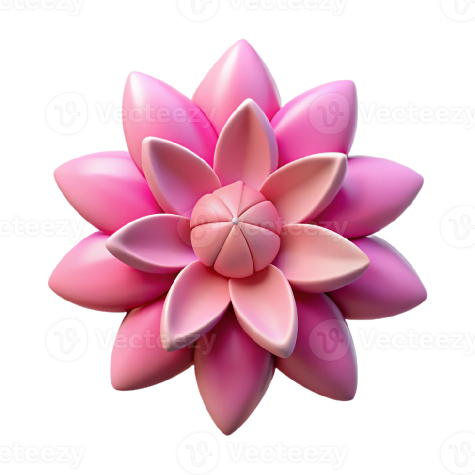 playful dramatic Symmetrical isometric flower with flat pink color and sharp petals with Scalable Design. ultra HD png